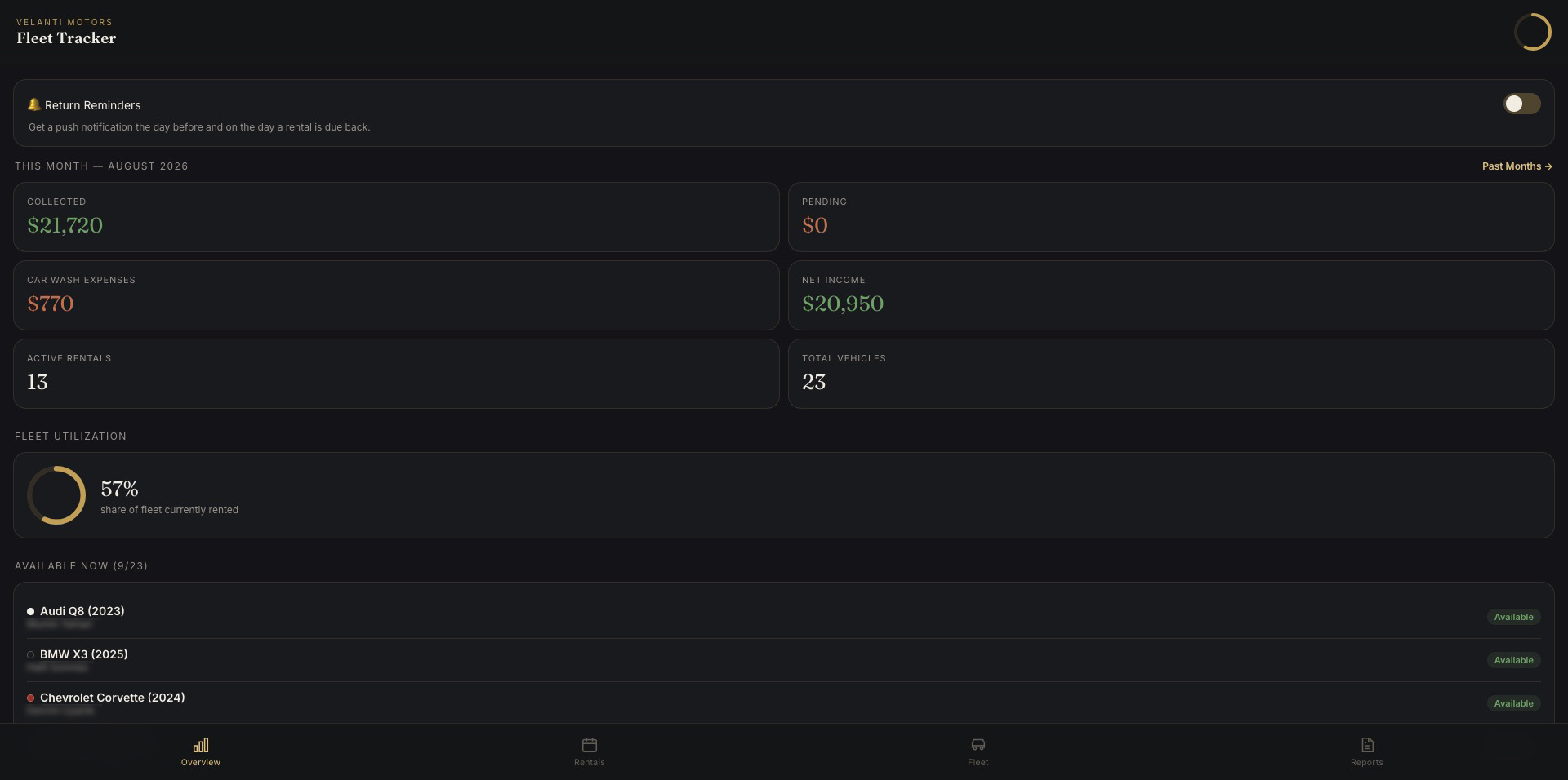 Velanti Fleet Tracker interface